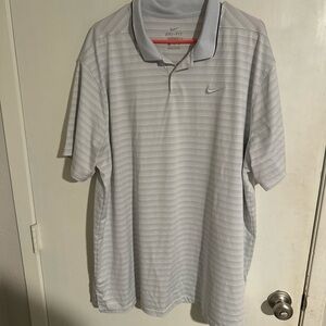 NIKE Dri Fit Golf Polo Shirt Light Gray Polyester Blend Size XXL